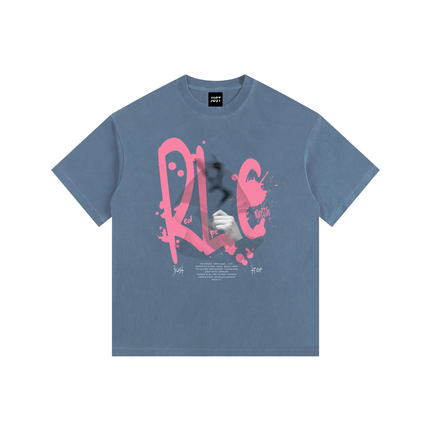 Red Lips & Cigarettes Vintage Washed Oversized Cotton T-Shirt